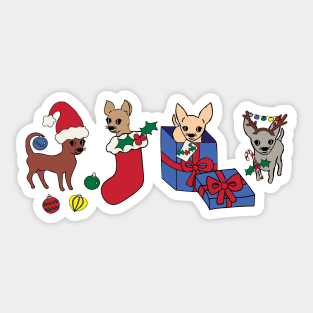 Lilac Christmas Chihuahuas - Smooth coat chihuahuas - Christmas Chihuahua Tee Sticker